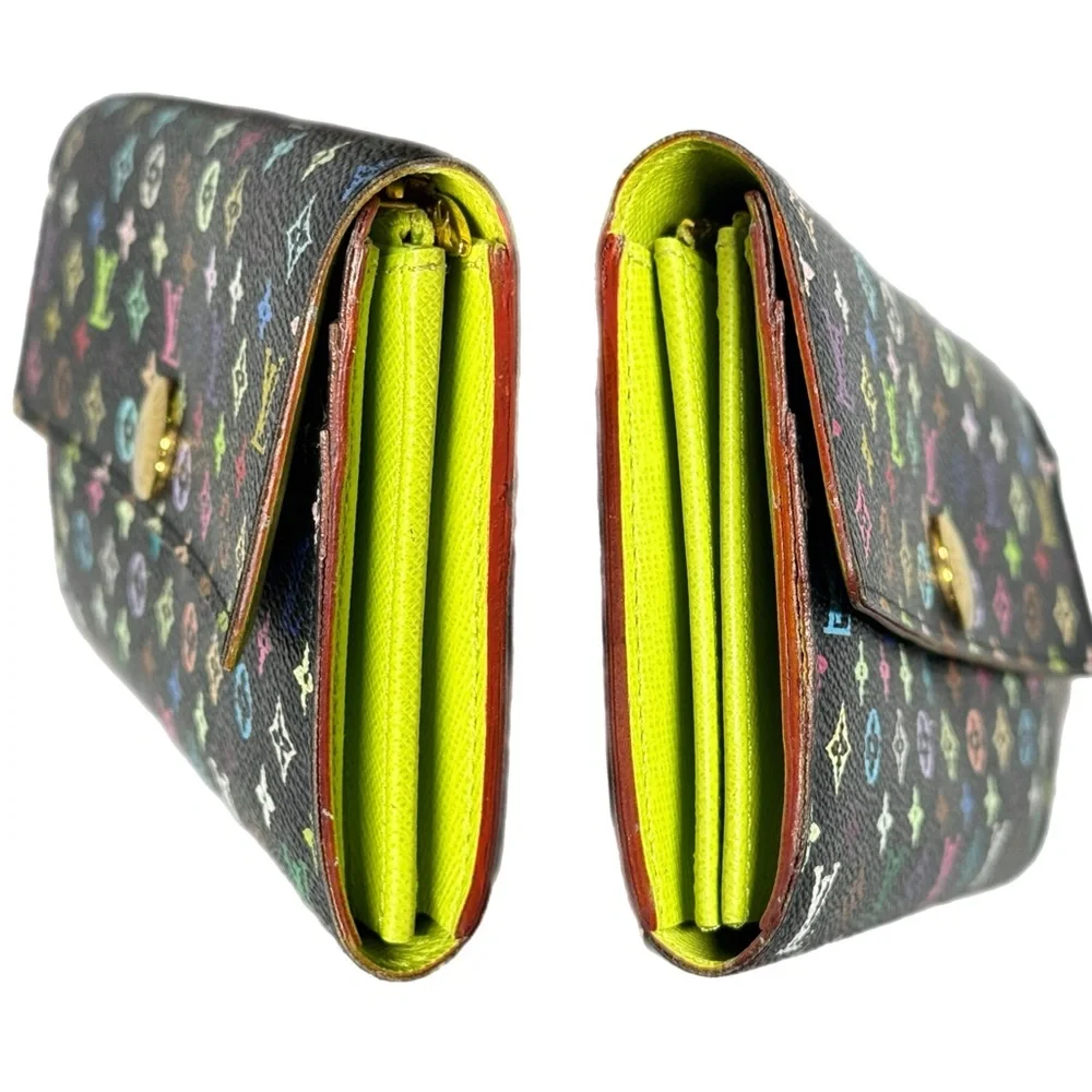 Authentic  Louis Vuitton Murakami Sarah Wallet – Black Multicolor - Picture 4 of 12